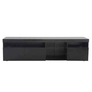 OKWISH TV stolek 180/35/48 cm černý z MDF s LED osvětlením a vysokým leskem obraz
