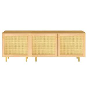 OKWISH BOČNÍ skříň 180/40/63 cm přírodní z MDF s modulární konstrukcí a zlatými úchytkami obraz