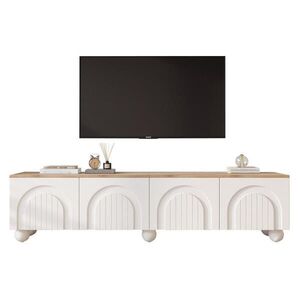 OKWISH TELEVIZNÍ stolek 180/40/45 cm bílá a dekor dřeva z MDF s úložným prostorem pro TV do 80 palců obraz