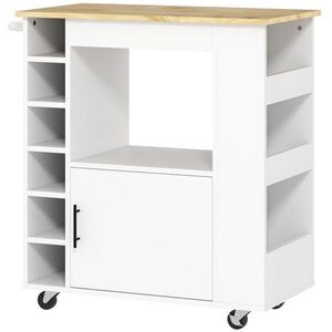 OKWISH KUCHYŇSKÝ vozík 83/40/83 cm dub z překližky s pracovní deskou a úložnými policemi obraz
