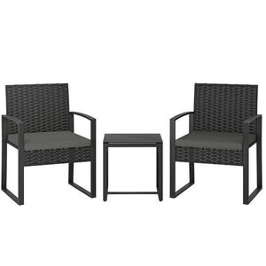 Modfu ZAHRADNÍ bistro set z oceli 55x58x76 cm tmavě šedý se 2 křesly, stolkem a odnímatelnými polštáři obraz