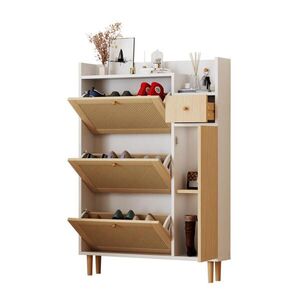 OKWISH BOTNÍK 90/125/17 cm přírodní/bílý z MDF s výklopnými dvířky a zásuvkou obraz