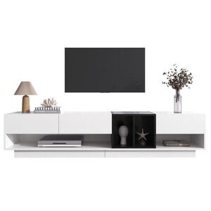 OKWISH TV stolek 190/40/42 cm bílá a černá z dřevotřísky s vysokým leskem a úložnými zásuvkami obraz