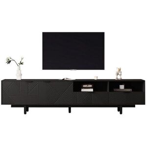 OKWISH TV stolek 200/40/51 cm černý z dřevotřísky s geometrickým vzorem a úložným prostorem obraz