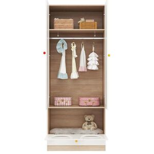 OKWISH ŠATNÍ skříň 80/50/200 cm přírodní a bílá z MDF s tyčí na ramínka a odkládacím prostorem pro kočku obraz
