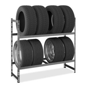 Relaxdays REGÁL Stříbrná na 8 pneumatik 2 police 100 cm obraz