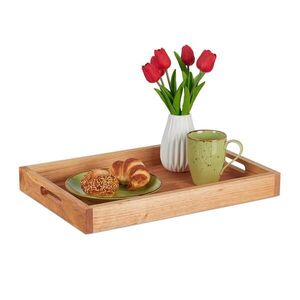 Relaxdays PODNOS Přírodní ořechové dřevo s úchyty okraj 46x31 cm obraz