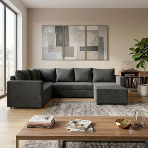 P & B SEDACÍ SOUPRAVA, textil, tmavě šedá obraz