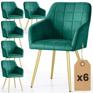 RAUMHIRSCH FURNITURE ČALOUNĚNÁ ŽIDLE, sada 6 ks, kovové nohy, zelená, zlatá 54/82/58 obraz
