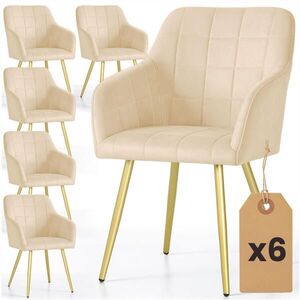 RAUMHIRSCH FURNITURE ČALOUNĚNÁ ŽIDLE, sada 6 ks, kovové nohy, béžová, zlatá 54/82/58 obraz
