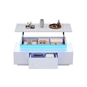 OKWISH KONFERENČNÍ stolek 96/45/40 cm bílý z dřevotřísky s výškově nastavitelnou deskou a úložným prostorem obraz