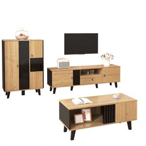 Redom TV stolek 170/40/50, 5 cm s dvěma dvířky, zásuvkou a úložným prostorem, Přírodní obraz
