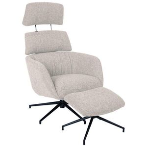 Dieter Knoll RELAXAČNÍ KŘESLO S TABURETEM, kov, textil, černá, béžová obraz