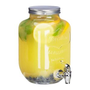 Relaxdays DÁVKOVAČ Průhledný sklo s kohoutkem 3, 5 l obraz