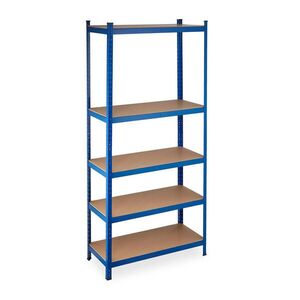 Relaxdays REGÁL Modrý ocel MDF 5 polic 220x100x45 cm obraz