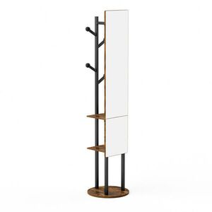 Redom ŠATNÍ stojan se zrcadlem 135/30 cm otočný o 360° z dřevotřísky a oceli, Černá/Hnědá obraz