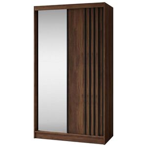 Beautysofa SKŘÍŇ S POSUVNÝMI DVEŘMI Nela II se zásuvkami a zrcadlem, 120 / 216 / 61 cm, ořech + černá obraz