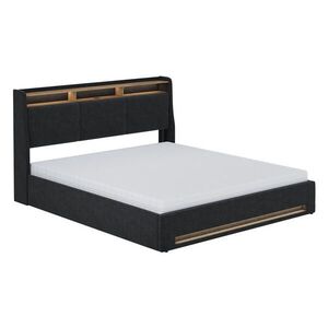 VitaliSpa ČALOUNĚNÁ POSTEL Christin Antracit/dub 180x200 s LED, USB portem a matrací obraz