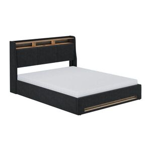 VitaliSpa ČALOUNĚNÁ POSTEL Christin Antracit/dub 160x200 s LED diodou, připojení USB, matrace obraz