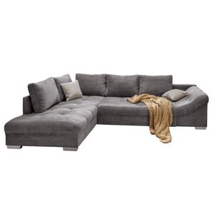 luma-home ROHOVÁ POHOVKA s funkcí rozkládání, vlnové pružinové jádro, otoman vlevo, Š298/H202/V84 cm, ležecká plocha 154×227 cm, šedý kord / 17202 obraz