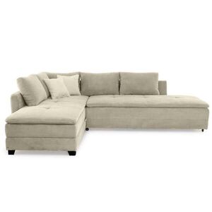 luma-home ROHOVÁ POHOVKA – PRO DLOUHODOBÉ SPÁNÍ: Dvoulůžková postel s boxspringem, 306 × 223 × 95 cm (Š×H×V), béžovo-šedý kord / 15161 obraz