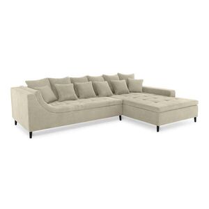 luma-home ROHOVÁ POHOVKA s ozdobným prošíváním a sklopným opěradlem, možnost montáže v obou směrech, 326 × 213 × 91 cm (Š×H×V), manšestr béžovo-šedý / obraz