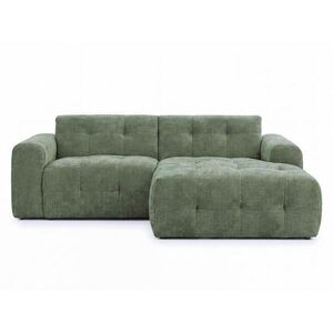 luma-home ROHOVÁ POHOVKA s otomanem vpravo, rafinovaným prošíváním, vlnovým pružinovým jádrem, Š234/H161/V79 cm, čalounění ze ženilky v zelené barvě / obraz