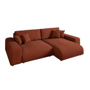 luma-home ROHOVÁ POHOVKA s funkcí rozkládání, úložným prostorem, vlnovou pružinovou konstrukcí, 255 × 165 × 84 cm (Š×H×V), manšestr v barvě terakota / obraz