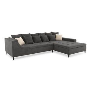 luma-home ROHOVÁ POHOVKA s ozdobným prošíváním a sklopným opěradlem, možnost montáže v obou směrech, 326 × 213 × 91 cm (Š×H×V), manšestr tmavě šedý / obraz