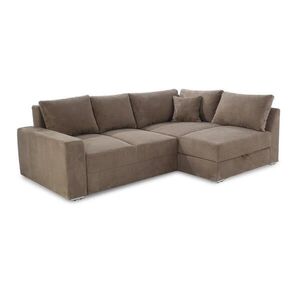luma-home ROHOVÁ POHOVKA – PRO DLOUHODOBÉ SPÁNÍ: Boxspring, pružinová matrace, topper, úložný prostor, 260 × 181 × 88 cm (Š×H×V), manšestr hnědá a tau obraz