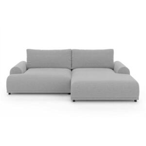 luma-home ROHOVÁ POHOVKA s funkcí rozkládání, úložný prostor, extra široký otoman vpravo, zaoblené područky, Š240/H145/V81 cm, světle šedá ženilka / 2 obraz