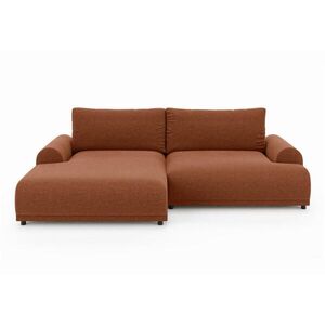 luma-home ROHOVÁ POHOVKA s rozkládací funkcí, úložným prostorem, extra širokým otomanem vlevo, zaoblenými područkami, Š240/H145/V81 cm, ženilka terako obraz