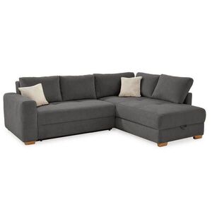 luma-home ROHOVÁ POHOVKA – PRO DLOUHODOBÉ SPÁNÍ: Boxspring, pružinová matrace, topper, úložný prostor, 257 × 206 × 85 cm (Š×H×V), tmavě šedý kord / 15 obraz