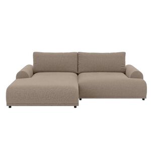 luma-home ROHOVÁ POHOVKA s rozkládací funkcí, úložným prostorem, extra širokým otomanem vlevo, Š240/H145/V81 cm, ženilka světle hnědá / 21022 obraz