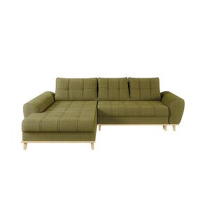 luma-home ROHOVÁ POHOVKA ve skandinávském stylu, rozkládací, 268 × 175 × 86 cm (Š×H×V), otoman vlevo, bouclé-chenille látka v zelené barvě / 21016 obraz