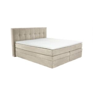 luma-home POSTEL s boxspringem 180 × 200 cm, 7zónová matrace s kapesními pružinami typu „tonneau“ H3, topper, manšestr béžovo-šedý / 20039 obraz