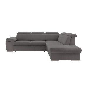 luma-home ROHOVÁ POHOVKA s funkcí rozkládání, úložný prostor, nastavitelné opěrky hlavy, otoman vpravo, Š283/H228/V102 cm, manšestr tmavě šedý / 17217 obraz
