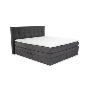 luma-home POSTEL s boxspringem 180 × 200 cm, 7zónová matrace s kapesními pružinami typu „tonneau“ H3, topper, manšestr tmavě šedý / 20038 obraz