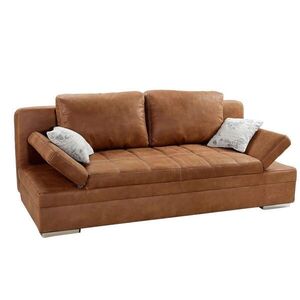 luma-home ROZKLÁDACÍ POHOVKA s úložným prostorem, vlnovým odpružením, 200 × 100 × 84 cm (Š×H×V), mikrovlákno v antické kožené optice, hnědá barva Curr obraz