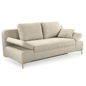 luma-home ROZKLÁDACÍ POHOVKA s úložným prostorem, pružinovým jádrem, nastavitelnými opěrkami, Š202/H103/V89 cm, manšestr béžovo-šedý / 15203 obraz