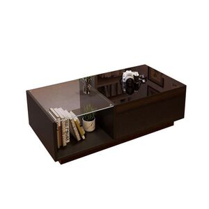 Modfu KONFERENČNÍ stolek z dřevotřísky 100x50x33-46, 5 cm černý s výklopnou deskou, LED osvětlením a úložným prostorem obraz