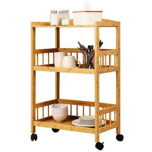 Relaxdays SERVÍROVACÍ VOZÍK Přírodní bambus na kolečkách obraz