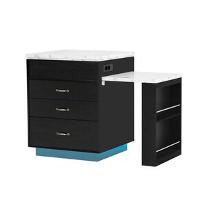 OKWISH KUCHYŇSKÝ ostrůvek 125, 5–187, 5/71/93 cm černý z MDF s LED osvětlením a výsuvnou deskou obraz