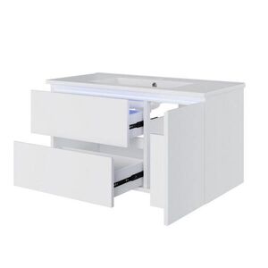 OKWISH UMYVADLOVÁ skříňka 91, 5/46, 5/50, 5 cm bílá z MDF a keramiky s LED senzorem a úložným prostorem obraz
