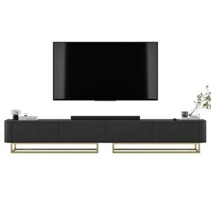 Meble Lindner TV stolek Aurora, sada 2 kusů s kovovým rámem, matná černá, 280 cm obraz