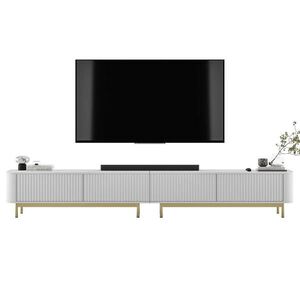 Meble Lindner TV stolek Aurora, sada 2 kusů s kovovým rámem, matná bílá, 280 cm obraz