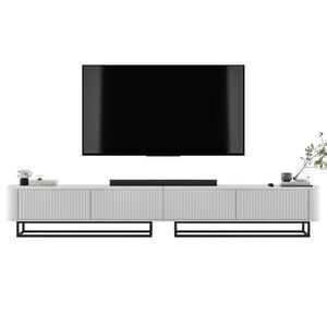Meble Lindner TV stolek Aurora, sada 2 kusů s kovovým rámem, matná bílá, 280 cm obraz