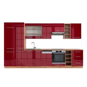 Vicco KUCHYŇSKÝ KOUT Fame-Line Bordeaux vysoký lesk/zlatý dub 355 cm , PD Dub obraz