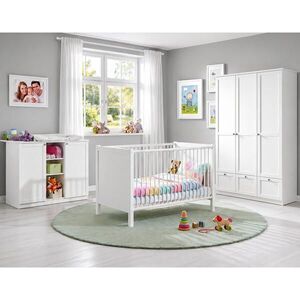 luma-home 3DÍLNÁ SADA do dětského pokoje: dětská postýlka, přebalovací komoda a třídveřová skříň se zásuvkami, 135 × 200 × 58 cm (Š×V×H), bílá / 22804 obraz