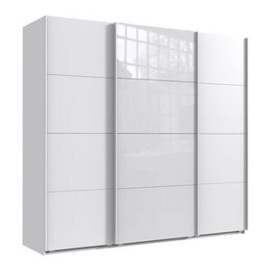 luma-home SKŘÍŇ S POSUVNÝMI DVEŘMI, 3dveřová, šířka 225 cm, výška 208 cm, hloubka 64 cm, bílá, s jedněmi prosklenými dveřmi v bílé barvě / 22521 obraz